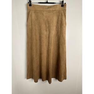 Wilfred Aritzia Faux Suede A Line Midi Skirt Women's Sz 10 Country Western Boho